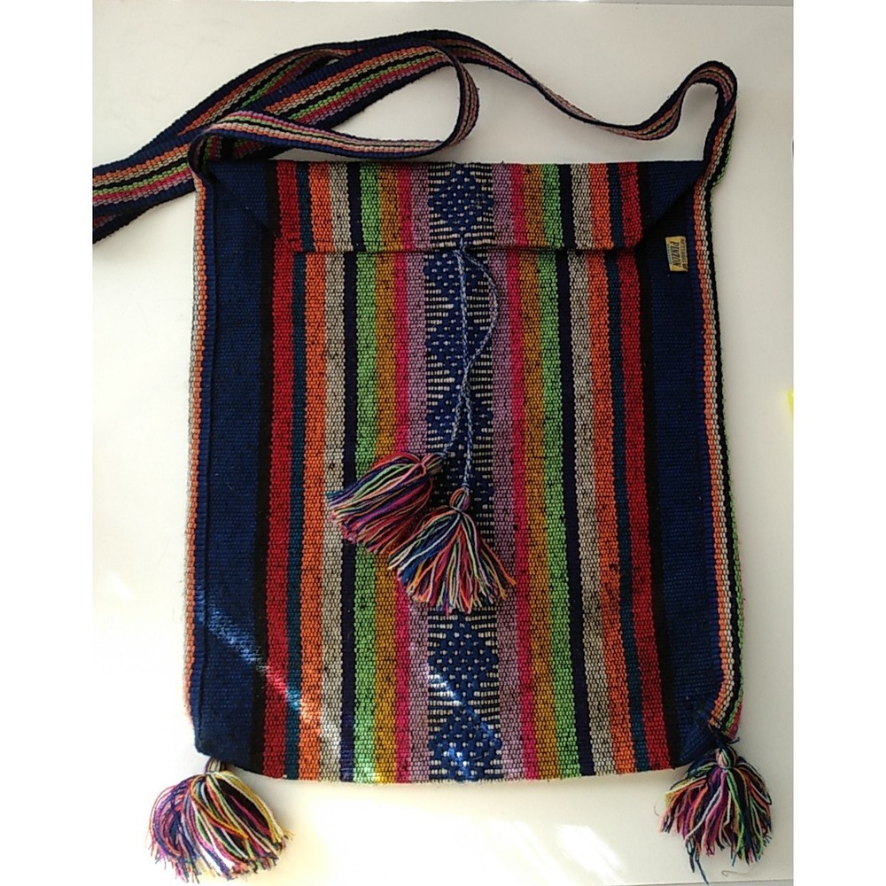PINZON Artesanias Boho Bright Colors Crossbody Bag Purse Mexican Woven Hippie